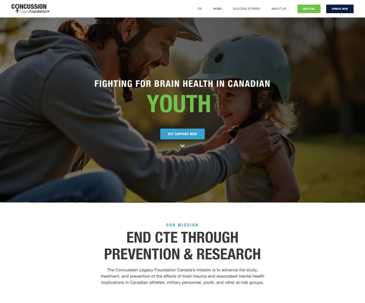 Concussion Legacy Foundation Canada website created by Leadhouse