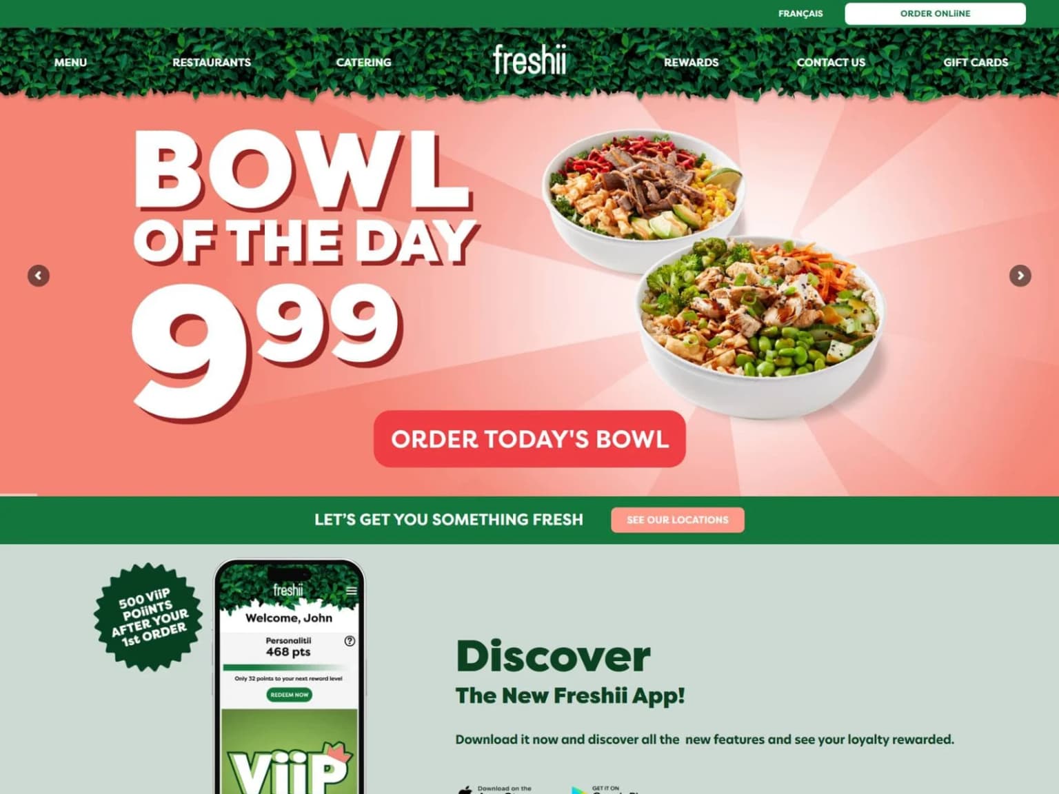 Freshii website for the Foodtastic digital ecosystem displayed on a laptop