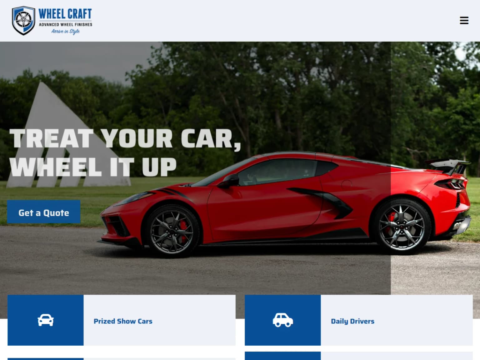 Wheel Craft website displayed on a laptop